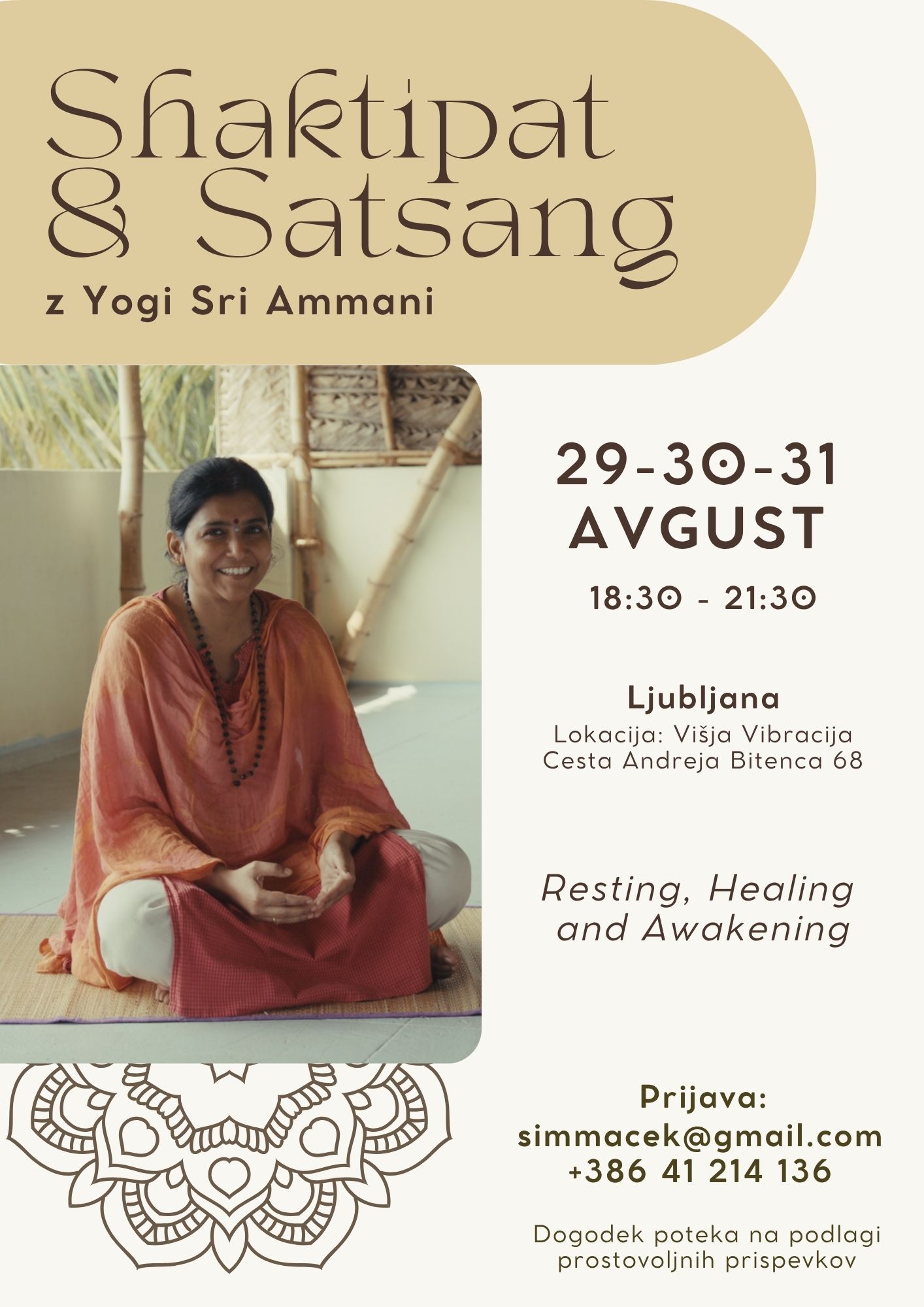 Srečanje in meditacija s Sri Ammani: Shaktipat & Satsang