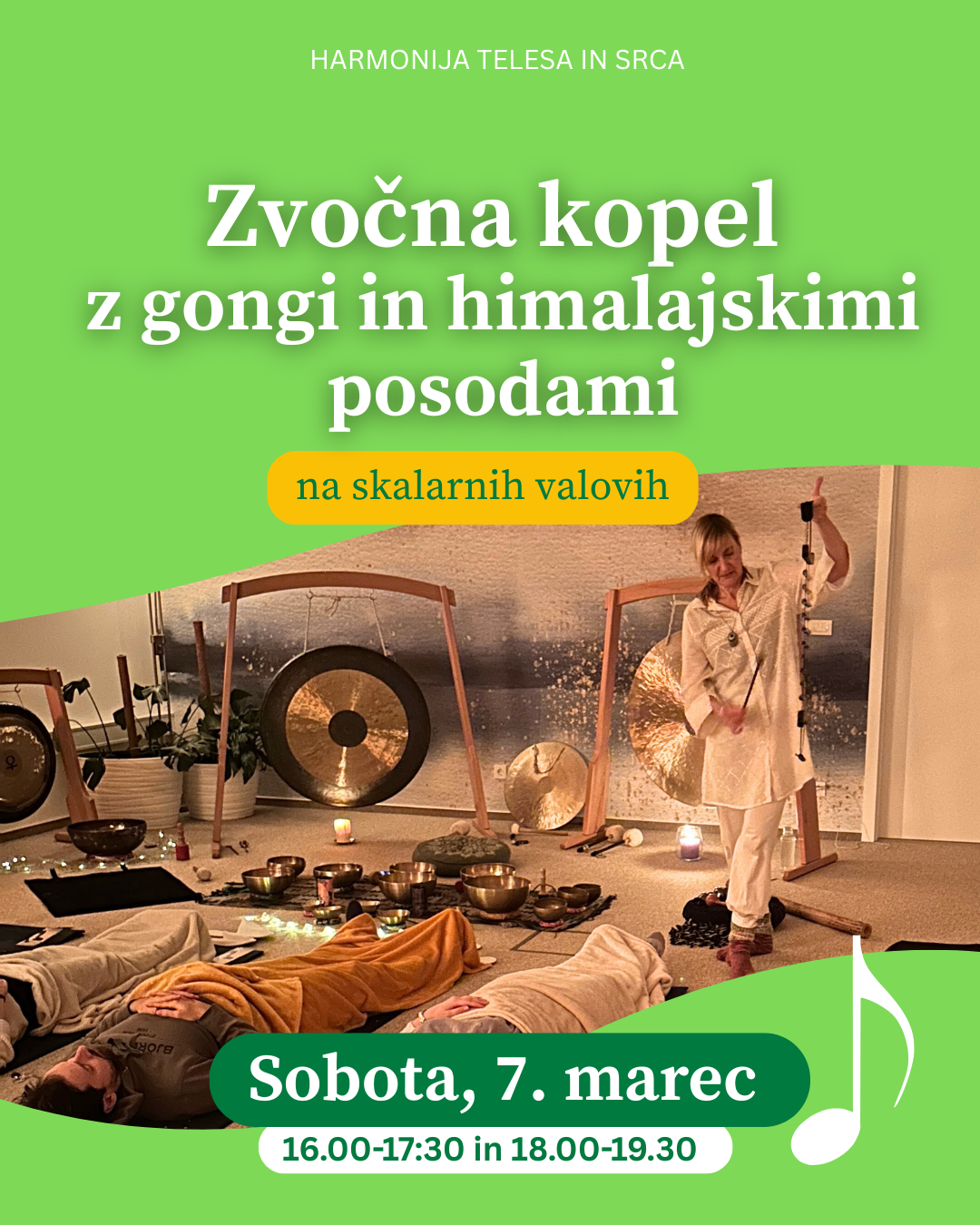 Zvočna kopel z gongi in himalajskimi posodami na skalarnih valovih