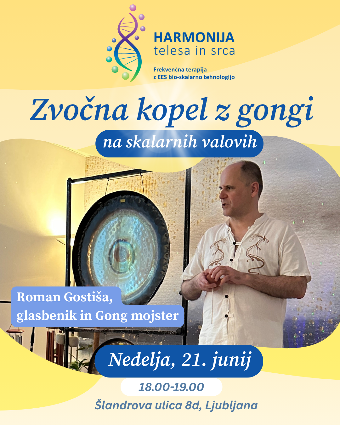 Zvočna kopel z gongi na skalarnih valovih